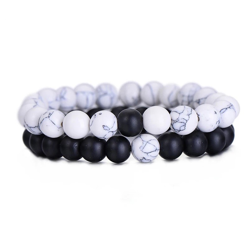 Bracelet en perles black and white