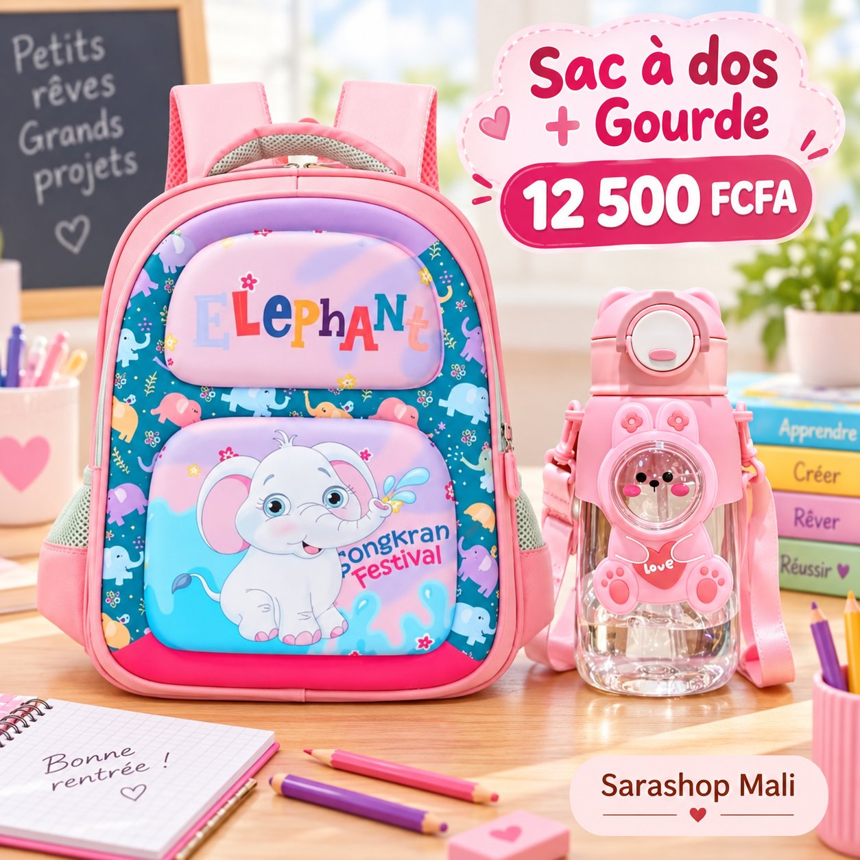 Sac a dos 3D + Gourde