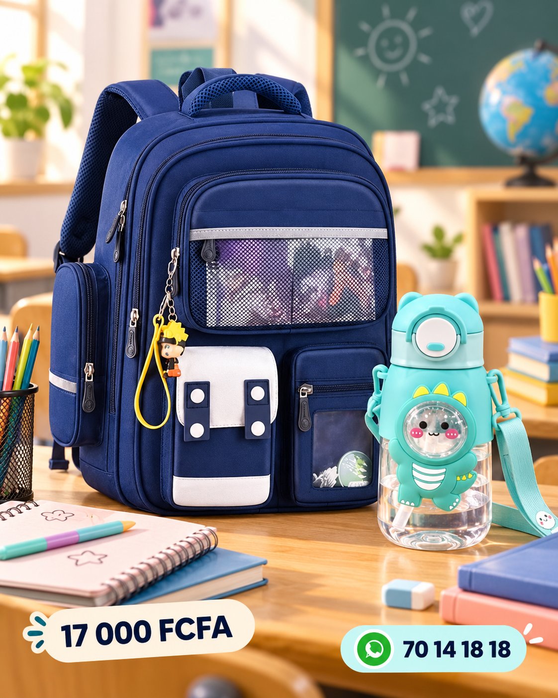 Ensemble Kids Premium : Le Grand Sac Scolaire & sa Gourde