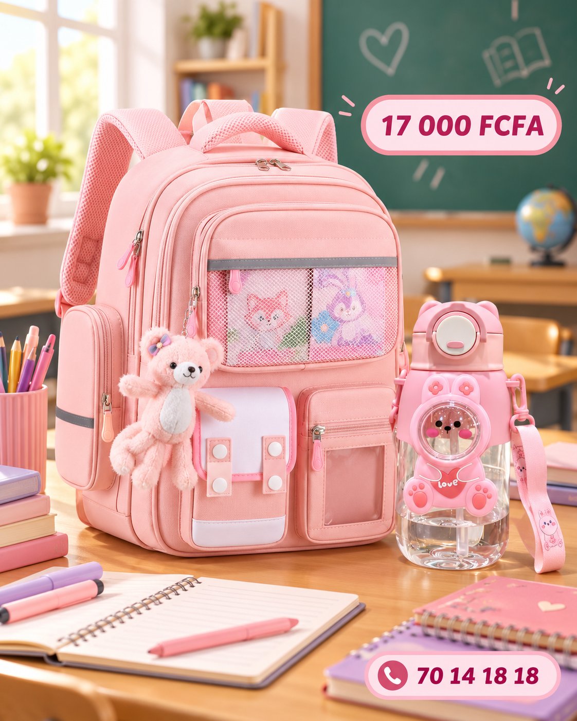 Ensemble Kids Premium : Le Grand Sac Scolaire & sa Gourde