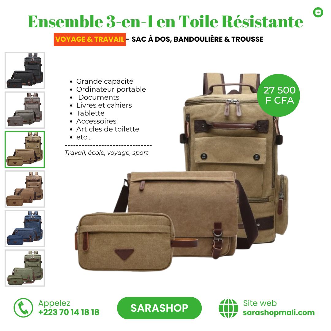 Ensemble 3-en-1 en Toile Résistante