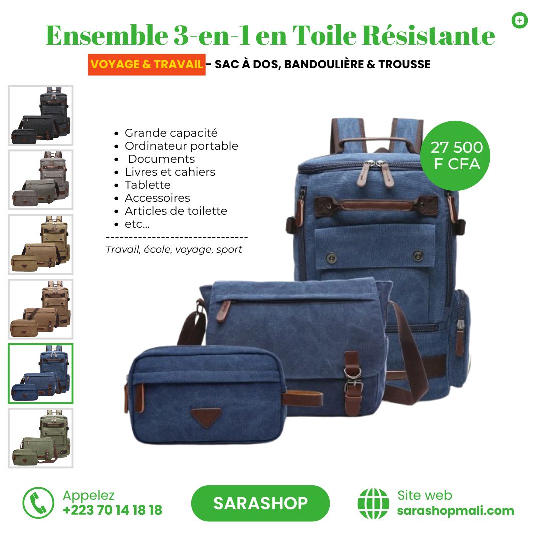 Ensemble 3-en-1 en Toile Résistante