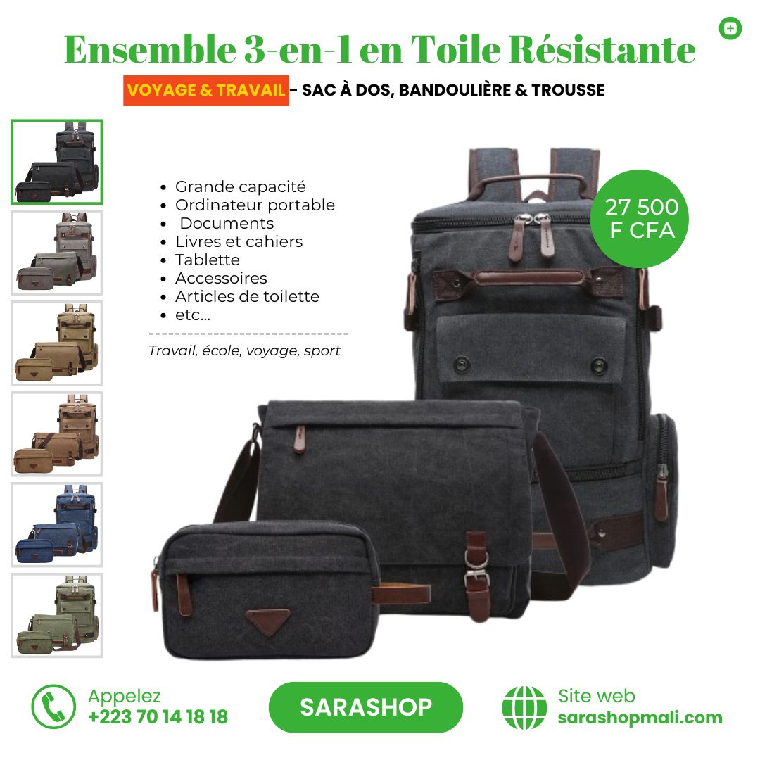 Ensemble 3-en-1 en Toile Résistante